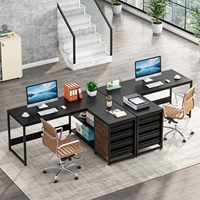 Bureau d'ordinateur en forme de L Tribesigns avec tiroirs de rangement, bureau d'angle de 59 pouces avec étagères