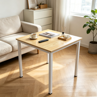 Table à manger carrée en MDF durable avec pieds en métal, bureau minimaliste, mobilier de bureau à domicile, assemblage facile, table de restaurant