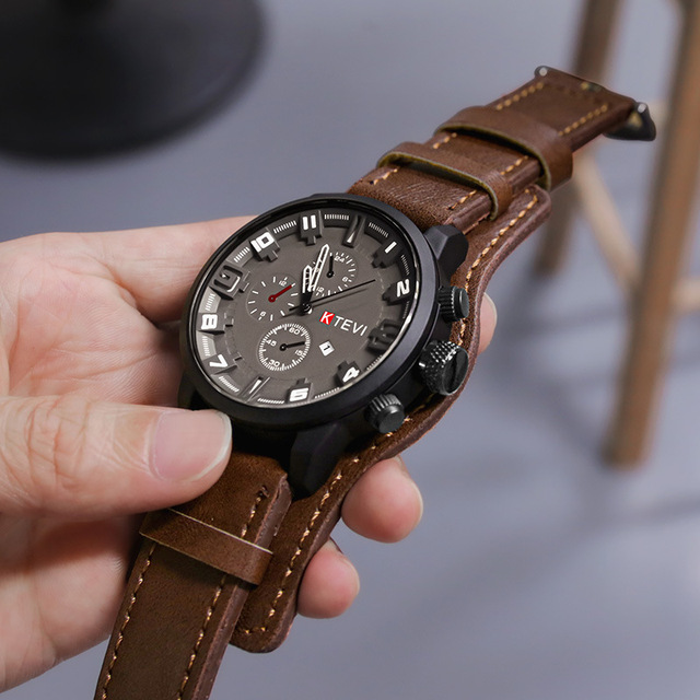 HOT Outdoor Retro Men's Watches Classic Luxury Business Quartz Watch Fashion Big Dial PU Strap Date Wristwatch for Men