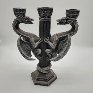 哥特式骷髅龙烛台树脂烛台12英寸茶灯烛台雕像烛台工艺品