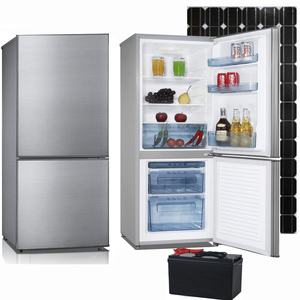 Double Door With Drawer 166L 12V 24V Adapter Household & Car Use Solar Refrigerator Dc Solar <b>Fridge</b> Freezer - Product Image 1