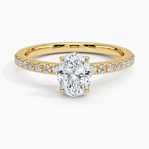 <span class=keywords><strong>Bague</strong></span> en <span class=keywords><strong>or</strong></span> massif 18 carats avec diamant de laboratoire certifié ovale pavé minimaliste délicat 5x7mm, vente en gros de bijoux glamour - Product Image 1