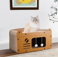 Lit-griffoir pour chat en carton ondulé double couche transfrontalier 2-en-1, très grande villa pour chat, résistant à l'usure et anti-déchirure