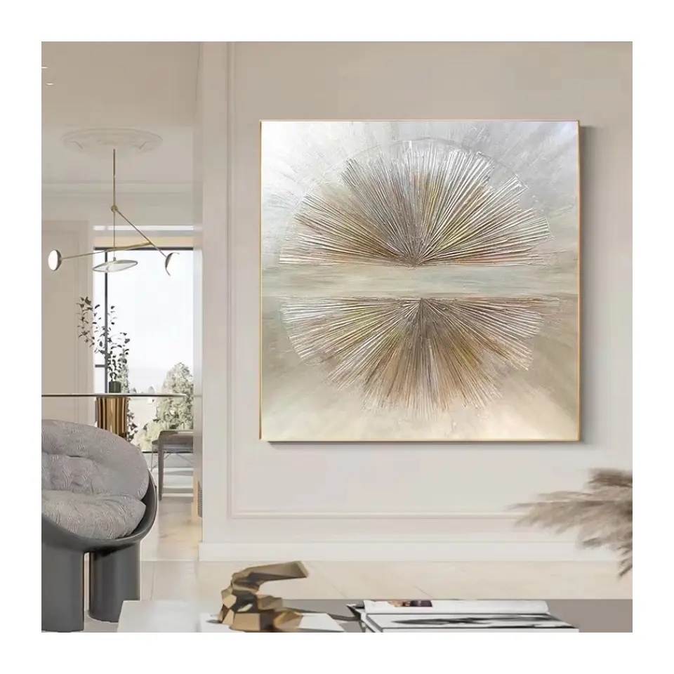 Wall Art Living Room Embellished Hand Metallic Canvas Home Accent Glitter Abstract Bathroom Bedroom Decor Painting