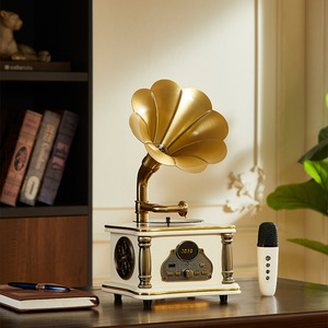 Retro Multi Function Portable Gramophone Speaker With FM Radio For Home Car Use <b>USB</b> TF Card Slot Plastic Material - Product Image 1