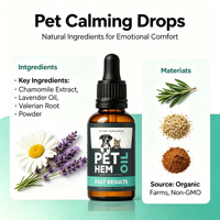 Gouttes d'huile naturelle pour animaux de compagnie avec multivitamines pour chats et chiens – Soutien émotionnel apaisant et relaxant – Complément liquide aux résultats rapides
