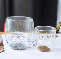 Tasse créative en verre borosilicaté à double paroi avec tasse à thé à l'eau de lait et café pailleté pour un usage domestique