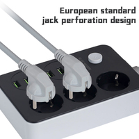 Multiprise EU multifonctionnelle avec interrupteur principal et prises de charge rapide QC3.0 PD