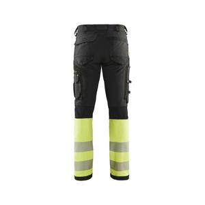 BLAKLADER - 119316429933C52 Hi-Vis 4-way-<b>stretch</b> <b>trousers</b> without nail pockets <b>Black</b>/Yellow - EAN 7330509842300 HI-VIS WORKWEAR - Product Image 2