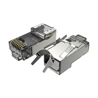 Konektor Jaringan 8P8C CAT8 10G RJ45 Terlindung, Steker Modular Ethernet RJ45 Jantan