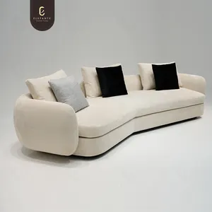 Cao cấp ghế sofa bất thường hình thái phi tuyến tính nhung trắng vải sofa ghế sofa phòng khách sang trọng sofa