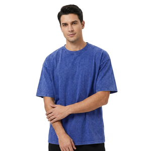 Camisetas Personalizables para Hombre con Lavado Ácido, Nueva Moda, 100% Algodón, Tejido de Punto, Estilo Urbano, Tallas Grandes, Lisas para Serigrafía - Product Image 1