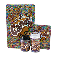 En stock, faible MOQ, sachets Mylar holographiques découpés à la forme, comestibles, anti-humidité et anti-odeur, 3,5g, pour herbes sèches et fleurs, avec boîtes