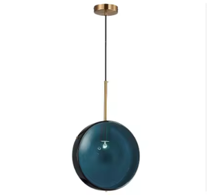 Zeal Lighting Modern Simple Single Head Chandelier Aqua Blue Glass Pendant Light Restaurantes Material de hierro Switch 3000K AC - Product Image 2
