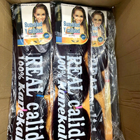 Cheveux raides Yaki pré-étirés pour tresses, fibre haute température 24 pouces, 100g, double trame machine, pour tresses en boîte