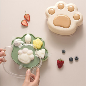 Nueva versión Cat Paw Ice Cube Box Suplemento de comida <span class=keywords><strong>para</strong></span> bebés Pastel al vapor Pudín de <span class=keywords><strong>arroz</strong></span> Molde de silicona - Product Image 2
