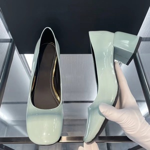 Zapatos de cuero para mujer, suaves y versátiles, color verde menta brillante, con plataforma y cuña, punta redonda, corte bajo, para ir al trabajo en la ciudad - Product Image 2
