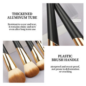 Venta al por mayor, nuevo diseño, 10 Uds., brochas planas veganas suaves, <span class=keywords><strong>maquillaje</strong></span> personalizado para mujeres, corrector, polvo negro sintético, cara privada - Product Image 3