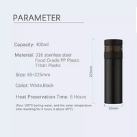 Liwu — thermos intelligent, thermos thermos thermos avec capteur de température, double couche miroir, tasse droite en acier inoxydable 316 avec passoire à thé