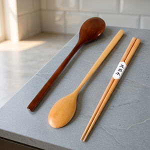 Ensemble de couverts en bois réutilisables avec logo personnalisé OEM, design contemporain, finition laquée naturelle, y compris baguettes et cuillère, pour la rentrée scolaire - Product Image 4