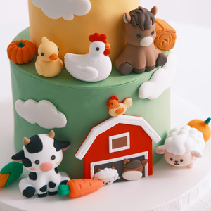 Adornos de Pastel de Animales de Granja, Decoración Tridimensional de Silicona Suave con Temática de Granja para Fiestas de Cumpleaños - Product Image 3