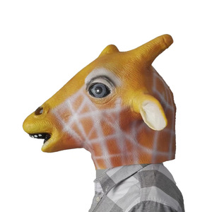 Máscaras de Látex con Forma de Cabeza de Perro, <span class=keywords><strong>Jirafa</strong></span>, Lobo y Rostro Humano, Máscaras Faciales Completas para Fiestas de Halloween y Navidad - Product Image 1