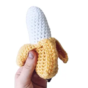 Baby Nursery Sensory Crochet Fruit Pendant Toys Knit Crochet Stuffed Banana Amigurumi Fruit