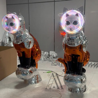 Statue de chat astronaute lumineuse sur pied, thème spatial futuriste, taille réelle, artisanat artistique, pour exposition d'entrée de cinéma