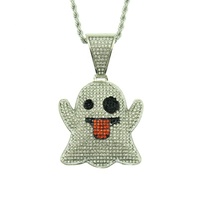 Chaîne torsadée pour Hip-hop, collier avec pendentif facial amusant en alliage et diamant