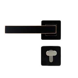 Poignée <span class=keywords><strong>de</strong></span> levier <span class=keywords><strong>de</strong></span> porte rectangulaire carrée en rose OIL-RUBBLE-BRASS - Product Image 2