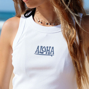Top corto sin mangas con estampado playero, informal y divertido, de diseño de alta calidad, top corto de algodón acanalado personalizado - Product Image 4