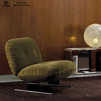 Fauteuil lounge en cuir de style italien de luxe, mobilier de maison haut de gamme, design de fauteuil avec repose-pieds