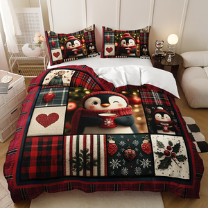 Tùy Chỉnh Giáng Sinh In Kỹ Thuật Số 3-Mảnh Bộ Đồ Giường <span class=keywords><strong>Set</strong></span> - Santa Mô Hình Cây Polyester Vải Tất Cả Các Kích Thước Duvet Cover <span class=keywords><strong>Set</strong></span> - Product Image 4