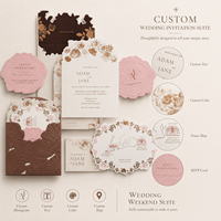 Set Undangan Pernikahan Salib Malaikat Floral Mewah Buatan Tangan dengan Desain Embos, Kertas Premium, dan Amplop Elegan
