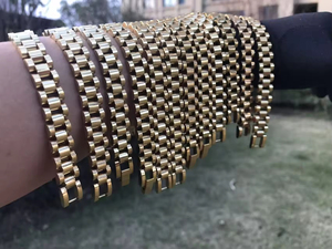 Collana con Ciondolo a Pepita in Acciaio Inossidabile Placcato Oro, Design Classico, <span class=keywords><strong>per</strong></span> Donna e Uomo, Bracciale a Catena Cubana - Product Image 5