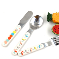 Couverts pour enfants Vaisselle Cuillère et Fourchette Ensembles de vaisselle Couteau de cuisine en acier inoxydable Ensemble de couteaux de chef pour l'école Bébé Enfants