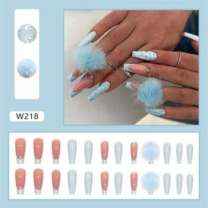 Meilleures Ventes 2023 Fabricant OEM ODM de faux <span class=keywords><strong>ongles</strong></span> courbes couleur ombrée <span class=keywords><strong>orange</strong></span>-violet forme cercueil - Product Image 1