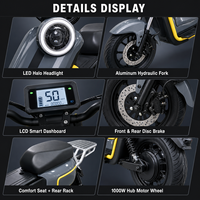Scooter électrique à batterie amovible pour adultes, 2 roues, pour les trajets urbains, avec phare LED, frein à disque, amortisseur