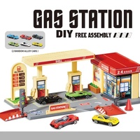 Jouet de station-service en alliage pour enfants, jouet d'assemblage de voiture, station-service simulée pour enfants