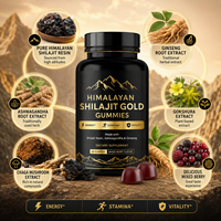 Gomitas Naturales de Shilajit del Himalaya para Mejorar la Energía y la Inmunidad, con Extracto de Musgo Marino y Melena de León, para Hombres Adultos, 30/60/120 Unidades