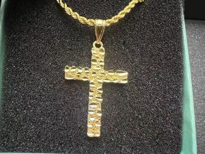 Özel Tasarım Hip Hop Nugget Çapraz İsa Çarmıhı Kolye Buzlu Görünüm 14k Altın Kaplama Dini Moda Takı - Product Image 2