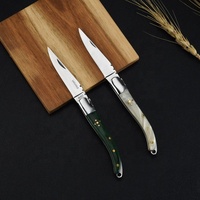 Couteau de poche de chasse en acier inoxydable 3Cr13 de haute qualité avec manche en résine, couteau cadeau en gros