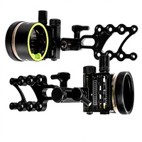 Viseur à 5 broches pour arc composé HT, micro-réglage court, ajustement fin 4 directions, loupe compatible, en alliage d'aluminium noir, pour tir à l'arc et chasse