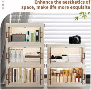 Home Folding <b>Storage</b> Cabinet Collapsible Wardrobes Organizers Multifunctional Stackable Plastic <b>Storage</b> <b>Box</b>&<b>Bins</b> with Wheels - Product Image 4