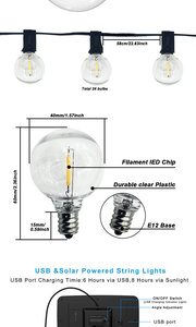 <span class=keywords><strong>Guirnalda</strong></span> de Luces LED Solares con Clasificación IP65, Resistente a la Intemperie, Iluminación Decorativa para Exteriores, <span class=keywords><strong>Terraza</strong></span>, Pared y Fiestas - Product Image 5