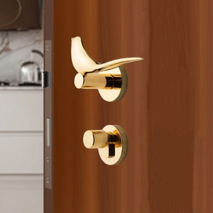 Nuevas tendencias, accesorios para puertas y ventanas, manija en forma de pájaro, cerradura de puerta de lujo con luz dorada PVD, manija de puerta silenciosa de alta calidad - Product Image 6