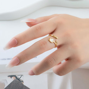 Natural Seashell Tulip Open <b>Ring</b> Micro Inlaid Flower Index <b>Finger</b> <b>Ring</b> For Women Gift Jewelry - Product Image 2