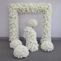 Série Blanche : Chemin de table et de canapé en soie rose, arrangements floraux artificiels pour arche de mariage, décoration événementielle professionnelle