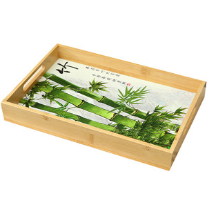 Plateau rectangulaire en bambou pour servir le thé, motif fleurs de prunier, orchidées et chrysanthèmes, pour la maison, l'hôtel et les restaurants. - Product Image 4