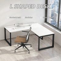 Bureau d'angle en bois moderne et durable en forme de L avec poste de travail modulaire réglable multifonctionnel pour hôpital et bureau à domicile